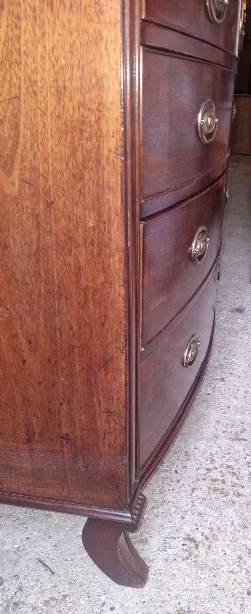 REGENCY MAHOGANY BOW FRONT CHEST OF DRAWERS WITH SABRE FRONT LEGS - ADDITIONAL PHOTO 10