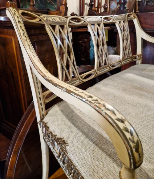 PAIR OF COUNTRY HOUSE DECORATED CANE SEAT SOFA WINDOW SEATS - ADDITIONAL PHOTO 17