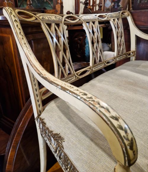 PAIR OF COUNTRY HOUSE DECORATED CANE SEAT SOFA WINDOW SEATS - ADDITIONAL PHOTO 18