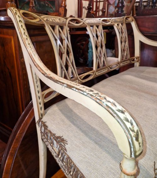 PAIR OF COUNTRY HOUSE DECORATED CANE SEAT SOFA WINDOW SEATS - ADDITIONAL PHOTO 20