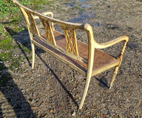 PAIR OF COUNTRY HOUSE DECORATED CANE SEAT SOFA WINDOW SEATS - ADDITIONAL PHOTO 23