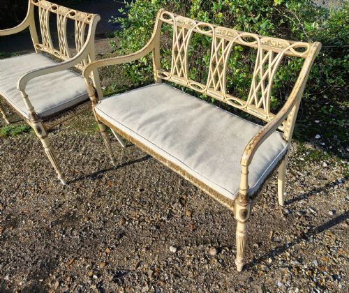 PAIR OF COUNTRY HOUSE DECORATED CANE SEAT SOFA WINDOW SEATS - ADDITIONAL PHOTO 26