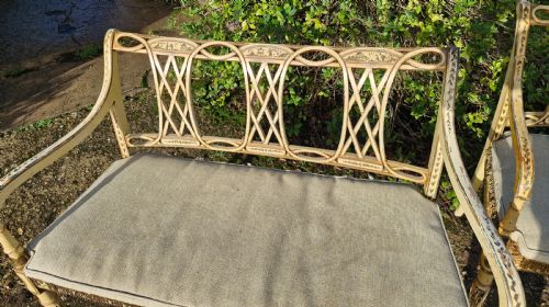 PAIR OF COUNTRY HOUSE DECORATED CANE SEAT SOFA WINDOW SEATS - ADDITIONAL PHOTO 27