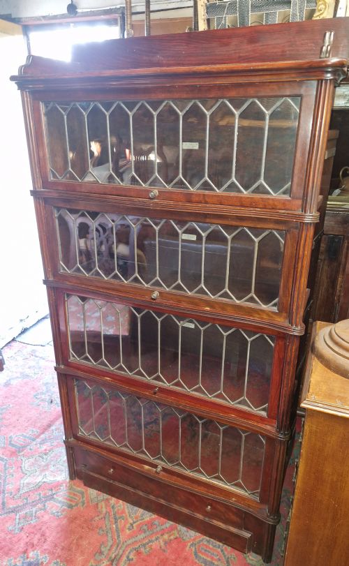 LEADED GLAZED GLOBE WERNICKE BOOKCASE CABINET - ADDITIONAL PHOTO 1