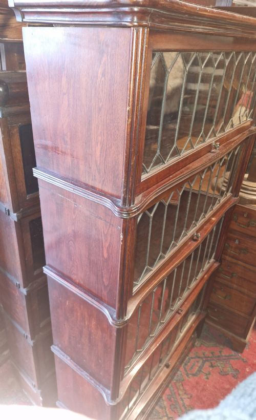 LEADED GLAZED GLOBE WERNICKE BOOKCASE CABINET - ADDITIONAL PHOTO 3