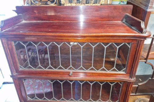 LEADED GLAZED GLOBE WERNICKE BOOKCASE CABINET - ADDITIONAL PHOTO 5