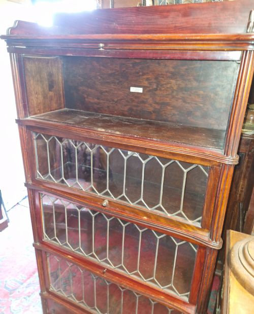 LEADED GLAZED GLOBE WERNICKE BOOKCASE CABINET - ADDITIONAL PHOTO 7