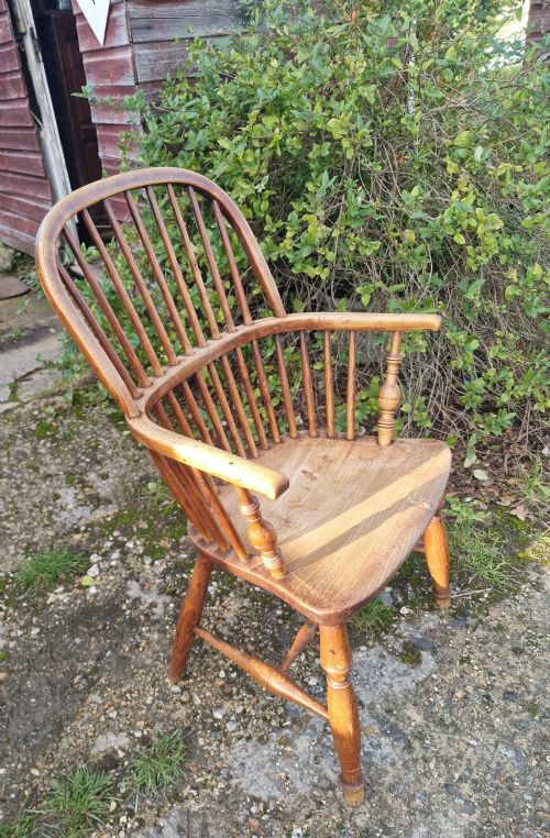 19TH CENTURY STICK BACK WINDSOR ARMCHAIR WITH MAKERS STAMP - ADDITIONAL PHOTO 3
