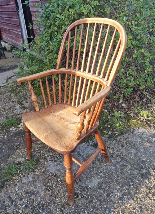 19TH CENTURY STICK BACK WINDSOR ARMCHAIR WITH MAKERS STAMP - ADDITIONAL PHOTO 5