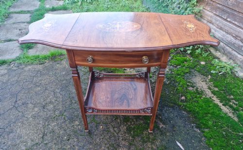 LATE VICTORIAN INLAID ROSEWOOD TEA TROLLEY - ADDITIONAL PHOTO 1
