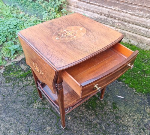 LATE VICTORIAN INLAID ROSEWOOD TEA TROLLEY - ADDITIONAL PHOTO 4