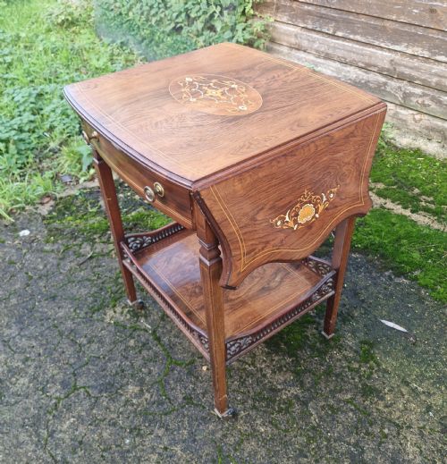 LATE VICTORIAN INLAID ROSEWOOD TEA TROLLEY - ADDITIONAL PHOTO 6
