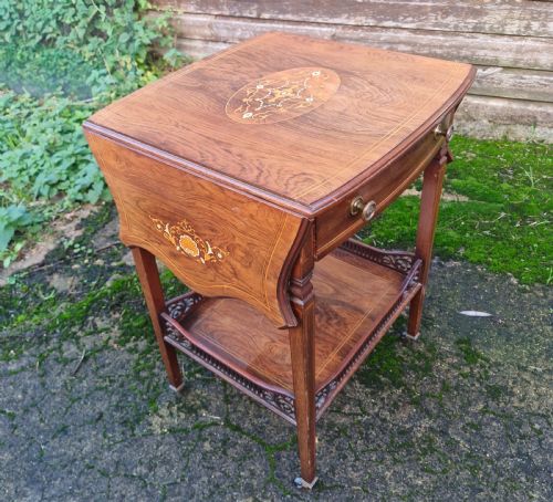 LATE VICTORIAN INLAID ROSEWOOD TEA TROLLEY - ADDITIONAL PHOTO 7