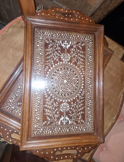 PAIR OF ANGLO INDIAN BONE INLAID TRAYS - ADDITIONAL PHOTO 2