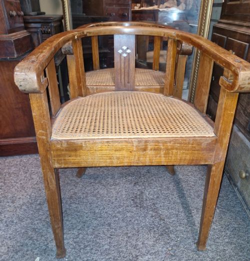 PAIR OF ART DECO ANGLO INDIAN TEAK CANE SEAT ARMCHAIRS - ADDITIONAL PHOTO 3