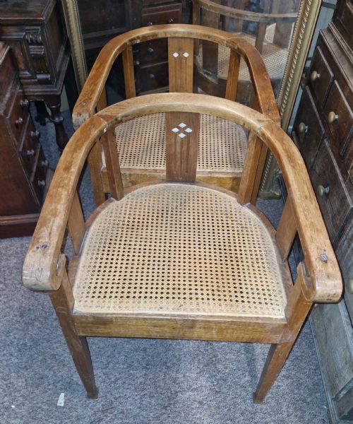 PAIR OF ART DECO ANGLO INDIAN TEAK CANE SEAT ARMCHAIRS - ADDITIONAL PHOTO 6
