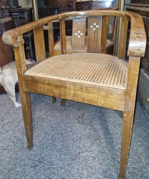 PAIR OF ART DECO ANGLO INDIAN TEAK CANE SEAT ARMCHAIRS - ADDITIONAL PHOTO 9