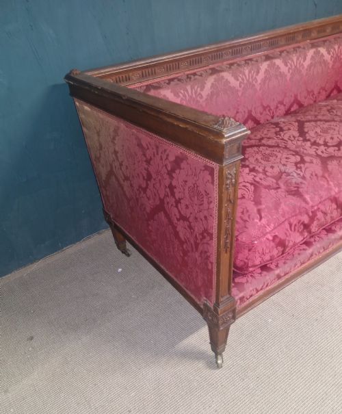 LARGE EDWARDIAN MAHOGANY FRAMED COUNTRY HOUSE SOFA - ADDITIONAL PHOTO 4