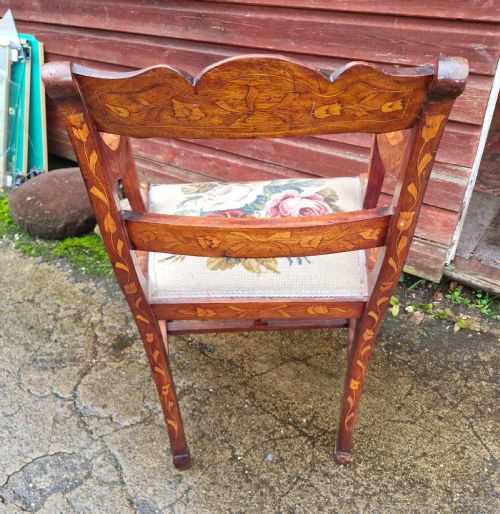 19TH CENTURY DUTCH MARQUETRY DESK ARMCHAIR - ADDITIONAL PHOTO 1