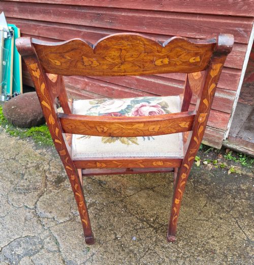 19TH CENTURY DUTCH MARQUETRY DESK ARMCHAIR - ADDITIONAL PHOTO 2