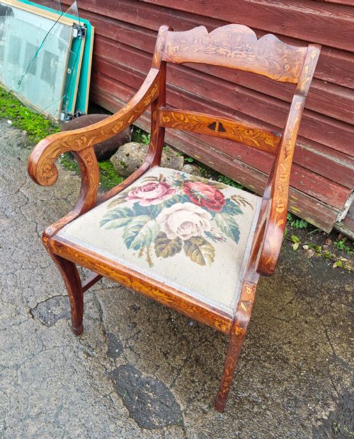 19TH CENTURY DUTCH MARQUETRY DESK ARMCHAIR - ADDITIONAL PHOTO 3