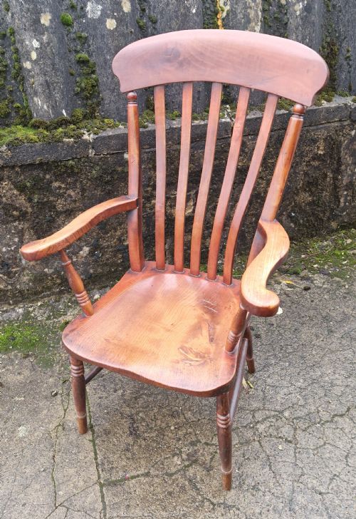 VICTORIAN SLAT BACK WINDSOR ARMCHAIR GOOD ORIGINAL CONDITION - ADDITIONAL PHOTO 2