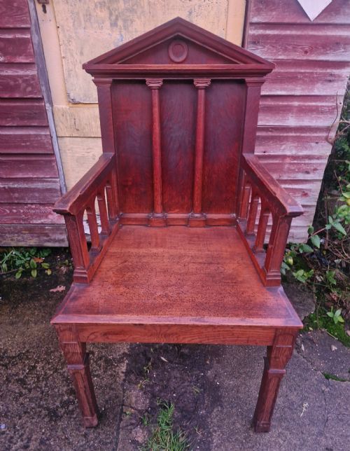 early victorian oak hall armchair - CATEGORY: ANTIQUE CHAIRS - DATED 1850