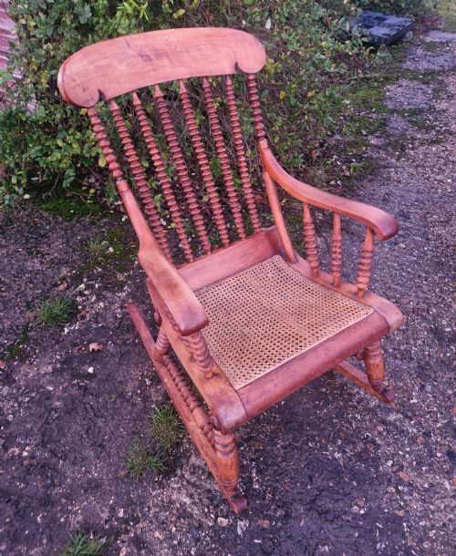 19TH CENTURY BOBBIN FRAMED ROCKING CHAIR - ADDITIONAL PHOTO 3