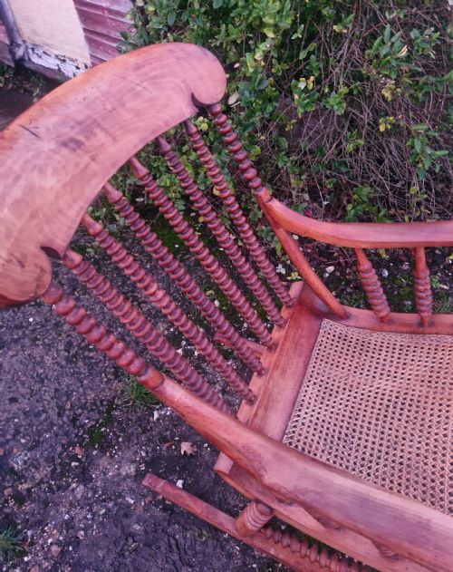 19TH CENTURY BOBBIN FRAMED ROCKING CHAIR - ADDITIONAL PHOTO 4