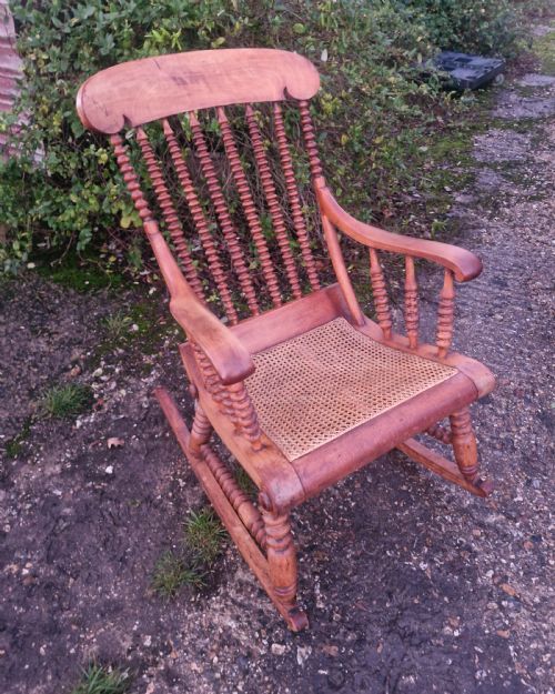 19TH CENTURY BOBBIN FRAMED ROCKING CHAIR - ADDITIONAL PHOTO 5