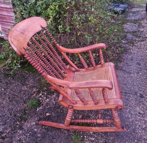 19TH CENTURY BOBBIN FRAMED ROCKING CHAIR - ADDITIONAL PHOTO 6