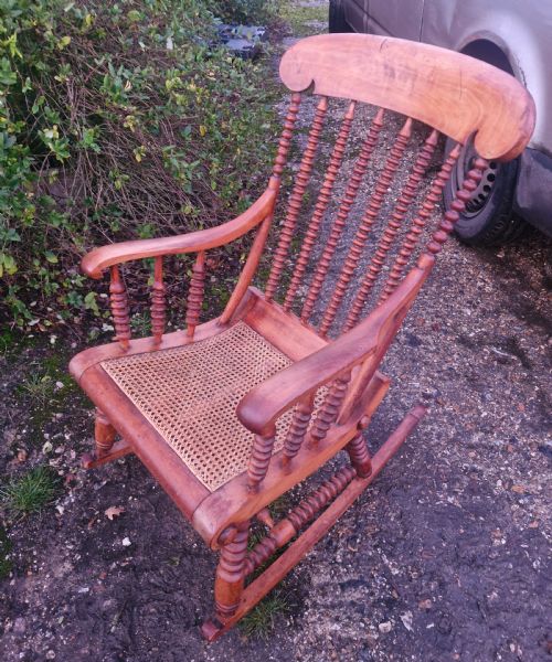 19TH CENTURY BOBBIN FRAMED ROCKING CHAIR - ADDITIONAL PHOTO 8