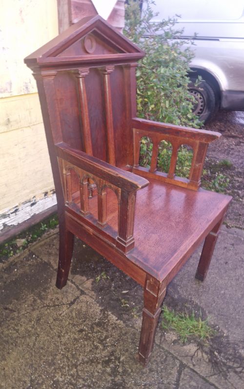 EARLY VICTORIAN OAK HALL ARMCHAIR - ADDITIONAL PHOTO 5