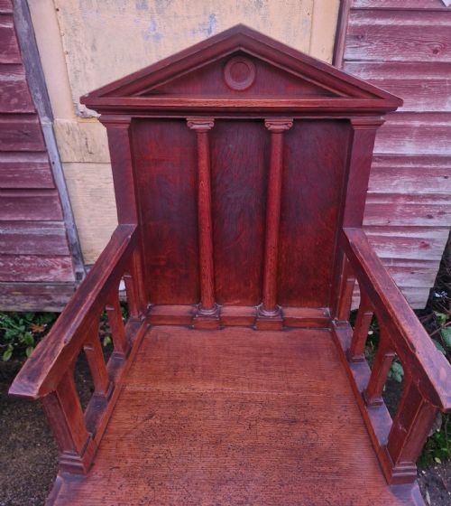 EARLY VICTORIAN OAK HALL ARMCHAIR - ADDITIONAL PHOTO 7