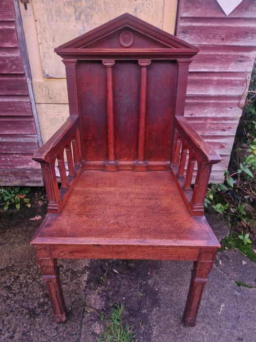EARLY VICTORIAN OAK HALL ARMCHAIR - ADDITIONAL PHOTO 8