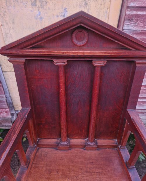 EARLY VICTORIAN OAK HALL ARMCHAIR - ADDITIONAL PHOTO 9