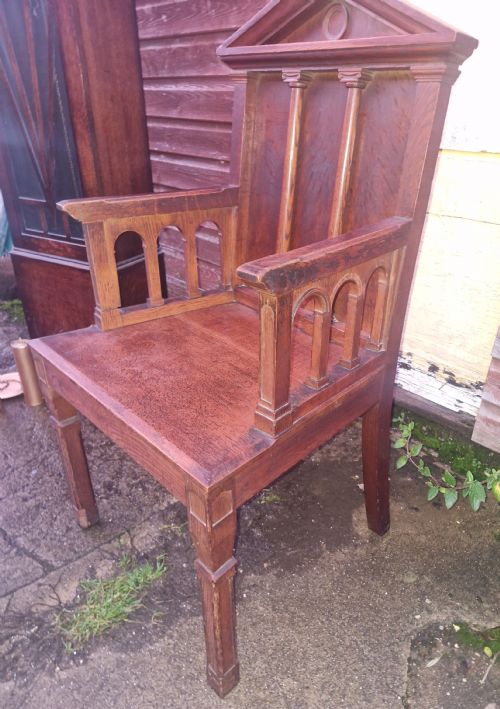 EARLY VICTORIAN OAK HALL ARMCHAIR - ADDITIONAL PHOTO 10