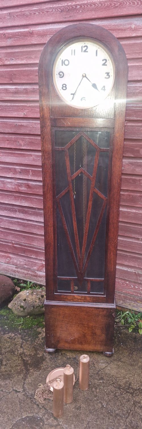 ART DECO OAK GRANDFATHER CLOCK - ADDITIONAL PHOTO 11