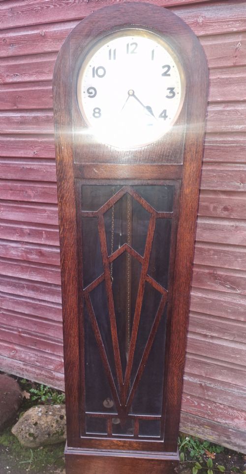 ART DECO OAK GRANDFATHER CLOCK - ADDITIONAL PHOTO 12
