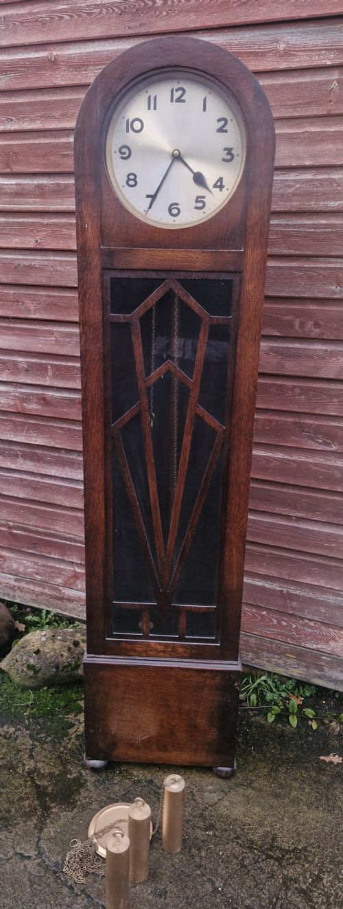 ART DECO OAK GRANDFATHER CLOCK - ADDITIONAL PHOTO 13