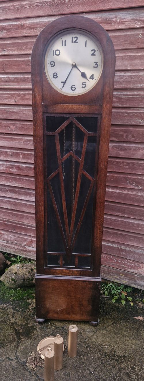 ART DECO OAK GRANDFATHER CLOCK - ADDITIONAL PHOTO 6