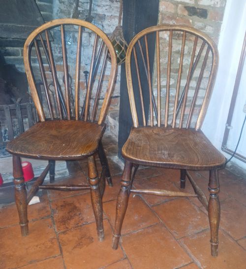 TWO VICTORIAN STICK BACK WINDSOR KITCHEN CHAIRS - ADDITIONAL PHOTO 4