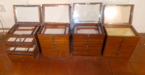 4 early 20th century mahogany specimen chests with carrying handles - CATEGORY: ANTIQUE BOXES - DATED 1920