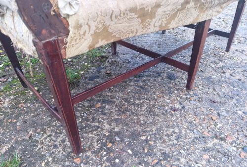 EDWARDIAN MAHOGANY FRAMED UPHOLSTERED WINDOW SEAT - ADDITIONAL PHOTO 1