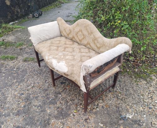 EDWARDIAN MAHOGANY FRAMED UPHOLSTERED WINDOW SEAT - ADDITIONAL PHOTO 7