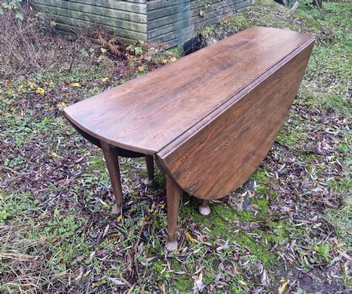 LARGE OAK GATE LEG DINING TABLE - ADDITIONAL PHOTO 1