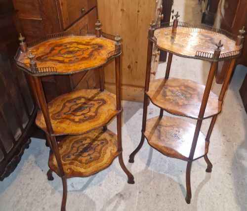 PAIR OF LATE 19TH CENTURY MARQUETRY ETAGERES - ADDITIONAL PHOTO 3