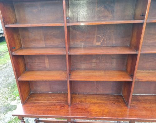 EDWARDIAN OAK OPEN FRONT BOOKCASE IN 2 PARTS - ADDITIONAL PHOTO 1