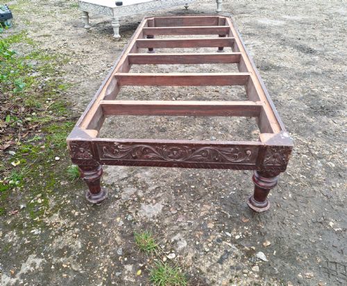 LARGE ANGLO INDIAN COUNTRY HOUSE CENTRE STOOL FOR REUPHOLSTERING - ADDITIONAL PHOTO 2