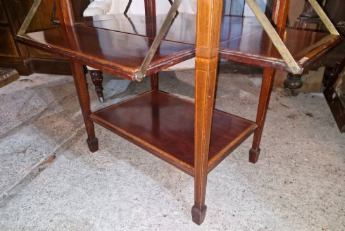 EDWARDIAN INLAID MAHOGANY 4 FLAP TEA TABLE - ADDITIONAL PHOTO 2